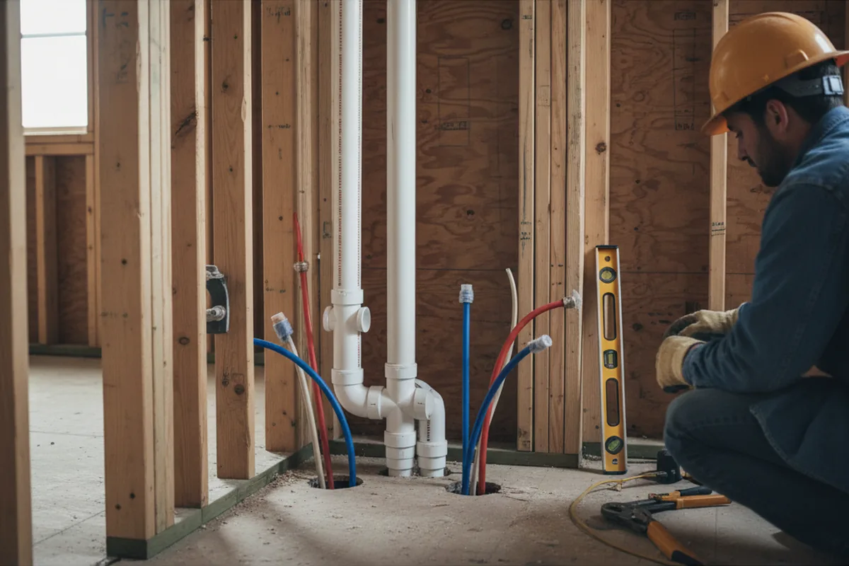 Drain and supply rough-in during Toilet Repair and Installation in Roscoe